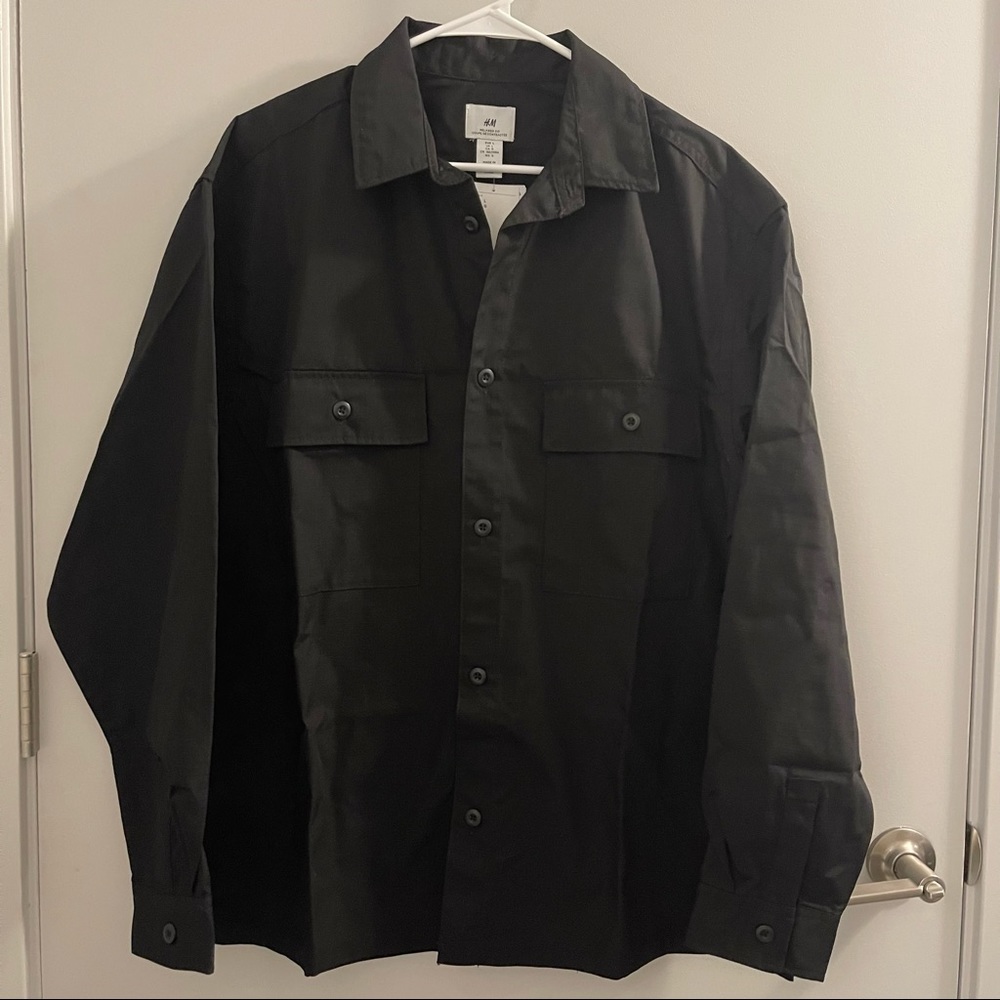 H&M Black Relax Fit Water Repellent Jacket for Men